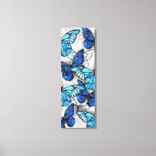 Composition of White and Blue Butterflies Canvas Print