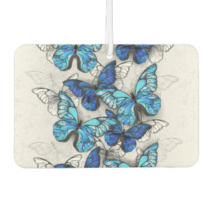 Composition of White and Blue Butterflies Car Air Freshener
