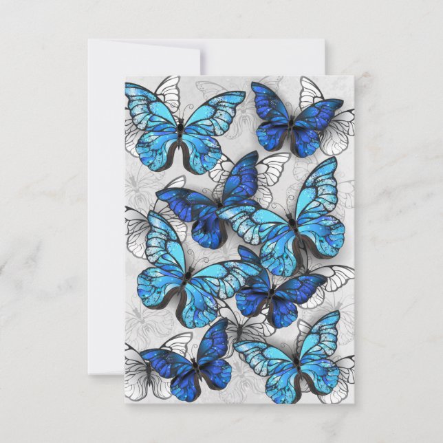 Composition of White and Blue Butterflies Card (Front)