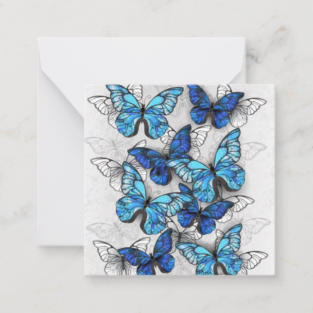 Composition of White and Blue Butterflies Card (Front)