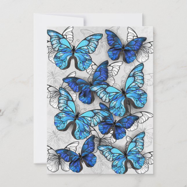 Composition of White and Blue Butterflies Card (Front)