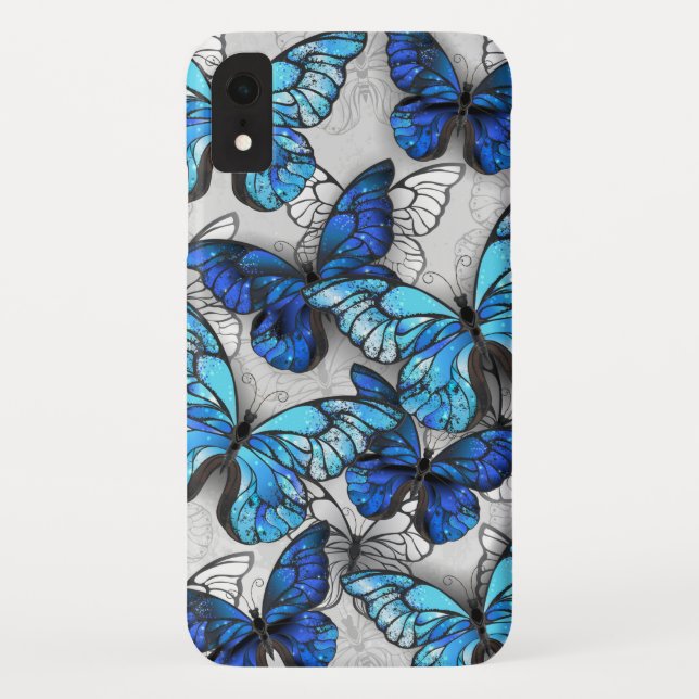Composition of White and Blue Butterflies Case-Mate iPhone Case (Back)