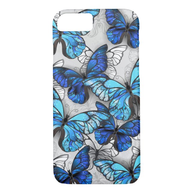 Composition of White and Blue Butterflies Case-Mate iPhone Case (Back)