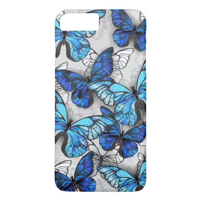 Composition of White and Blue Butterflies Case-Mate iPhone Case (Back)