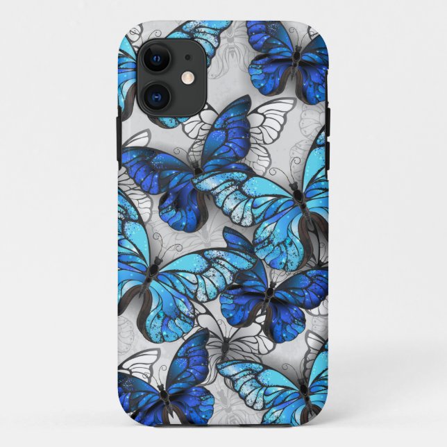Composition of White and Blue Butterflies Case-Mate iPhone Case (Back)