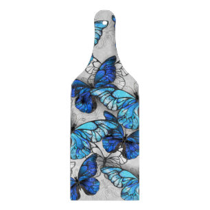 Composition of White and Blue Butterflies Cutting Board