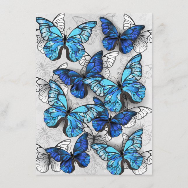 Composition of White and Blue Butterflies Enclosure Card (Front)