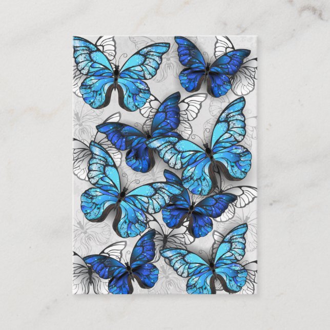 Composition of White and Blue Butterflies Enclosure Card (Front)