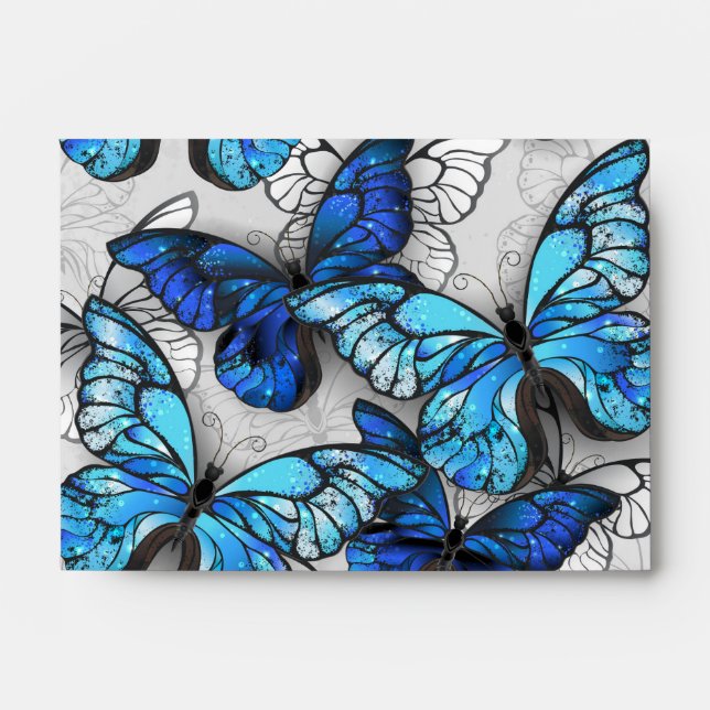Composition of White and Blue Butterflies Envelope (Front)