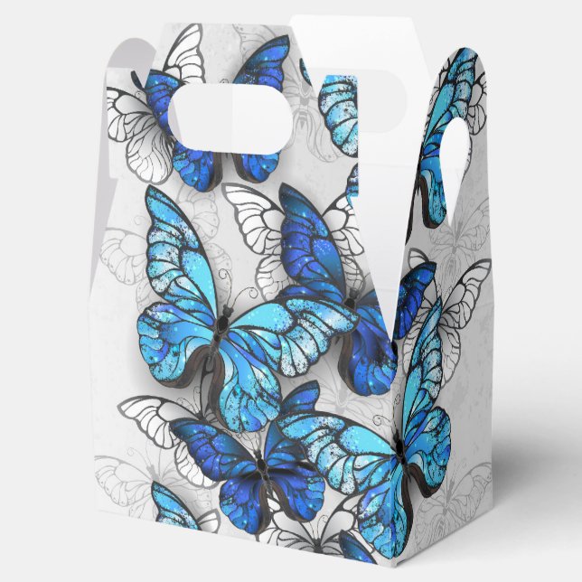 Composition of White and Blue Butterflies Favour Box (Opened)