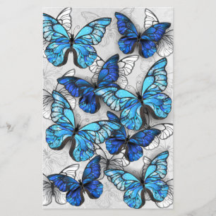Composition of White and Blue Butterflies Flyer