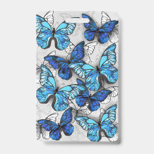 Composition of White and Blue Butterflies ID Badge
