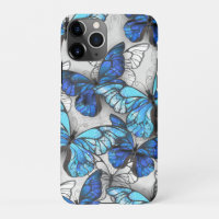Composition of White and Blue Butterflies