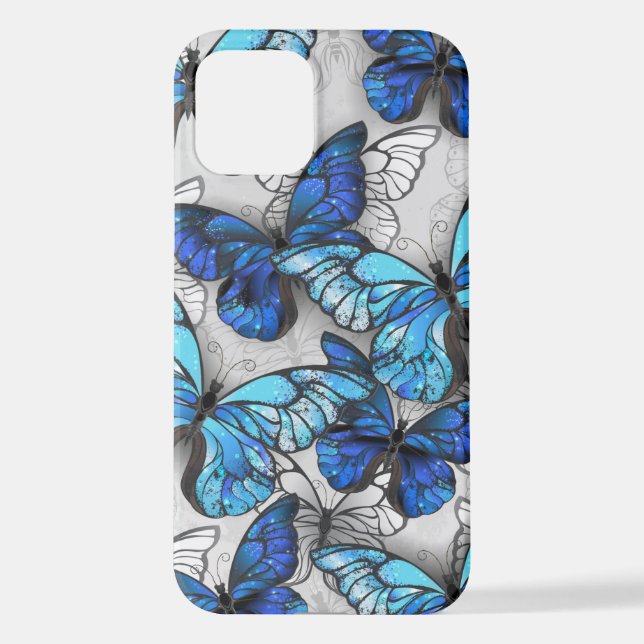 Composition of White and Blue Butterflies iPhone Case (Back)
