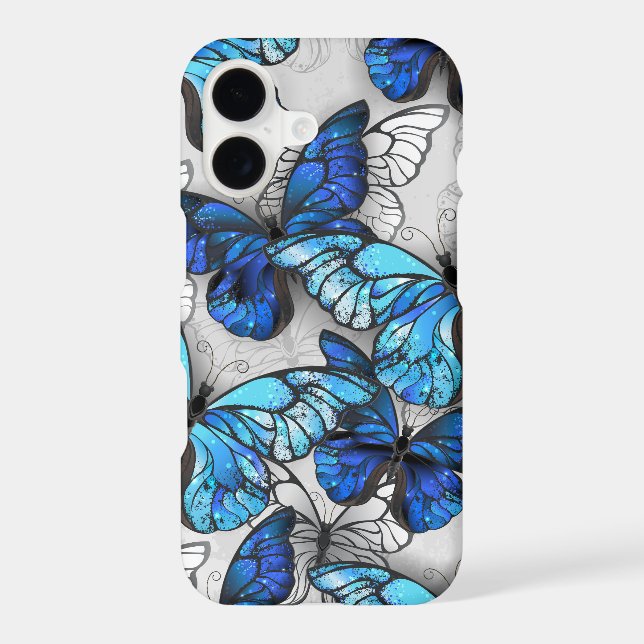 Composition of White and Blue Butterflies iPhone Case (Back)