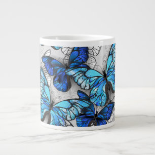 Composition of White and Blue Butterflies Large Coffee Mug