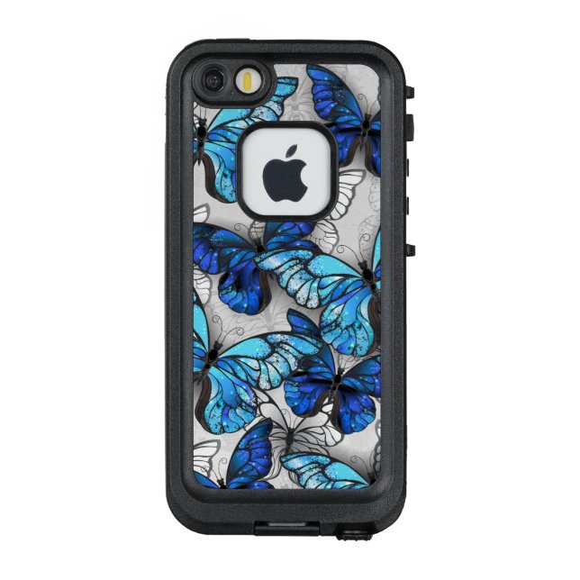 Composition of White and Blue Butterflies LifeProof iPhone Case (Back)