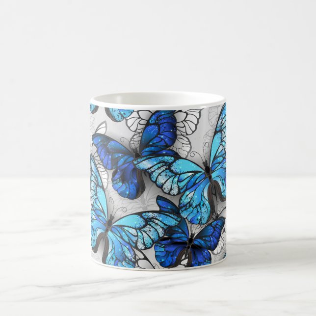 Composition of White and Blue Butterflies Magic Mug (Center)