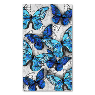 Composition of White and Blue Butterflies Magnetic Business Card