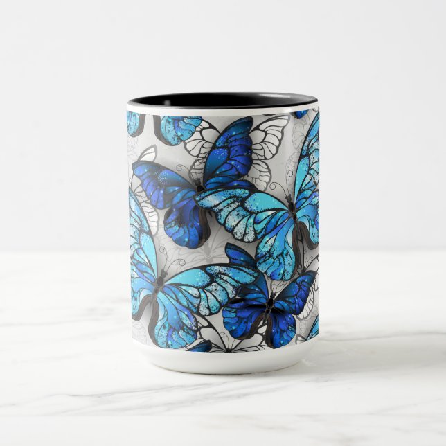Composition of White and Blue Butterflies Mug (Center)