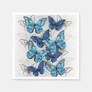 Composition of White and Blue Butterflies Napkin