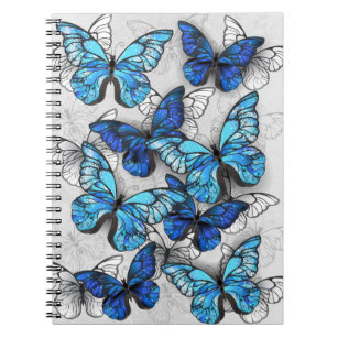 Composition of White and Blue Butterflies Notebook