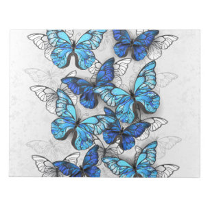 Composition of White and Blue Butterflies Notepad