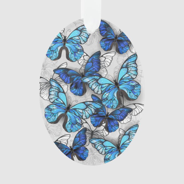 Composition of White and Blue Butterflies Ornament (Front)