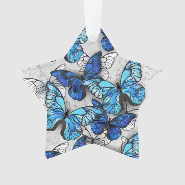 Composition of White and Blue Butterflies Ornament (Front)