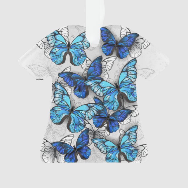 Composition of White and Blue Butterflies Ornament (Front)
