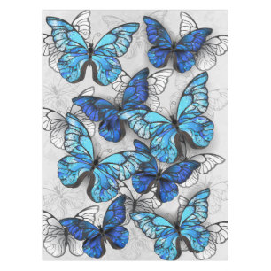 Composition of White and Blue Butterflies Tablecloth