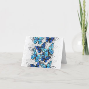 Composition of White and Blue Butterflies Thank You Card