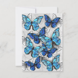 Composition of White and Blue Butterflies Thank You Card