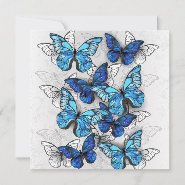 Composition of White and Blue Butterflies Thank You Card (Front)