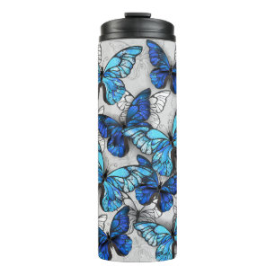 Composition of White and Blue Butterflies Thermal Tumbler