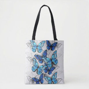 Composition of White and Blue Butterflies Tote Bag