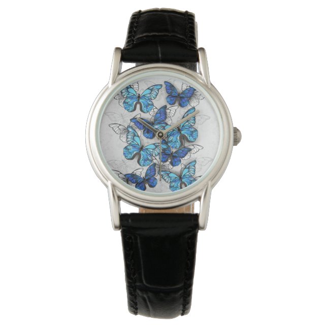 Composition of White and Blue Butterflies Watch (Front)