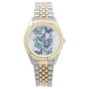 Composition of White and Blue Butterflies Watch