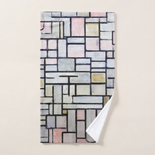 Composition Pink and Grey, Mondrian Hand Towel