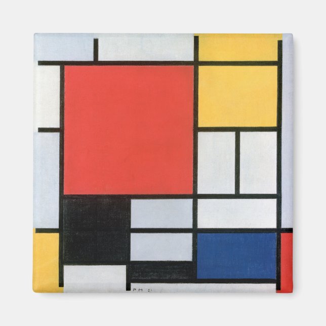 Composition Red, Yellow, Blue, Black, Mondrian Magnet (Front)