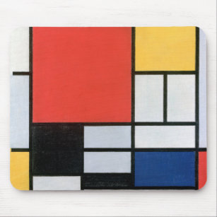 Composition Red, Yellow, Blue, Black, Mondrian Mouse Mat
