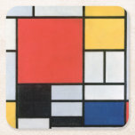 Composition Red, Yellow, Blue, Black, Mondrian Square Paper Coaster<br><div class="desc">Pieter Cornelis Mondrian (7 March 1872 – 1 February 1944), was a Dutch painter and theoretician who is regarded as one of the greatest artists of the 20th century. He is known for being one of the pioneers of 20th-century abstract art, as he changed his artistic direction from figurative painting...</div>