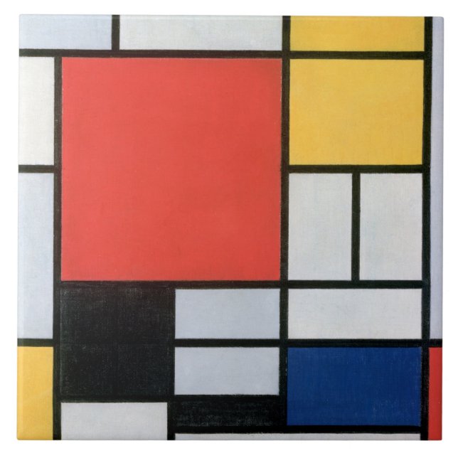 Composition Red, Yellow, Blue, Black, Mondrian Tile (Front)