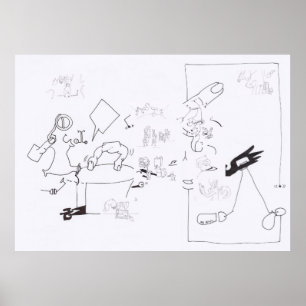 Composition Surreal Drawings Colouring Large Poste Poster