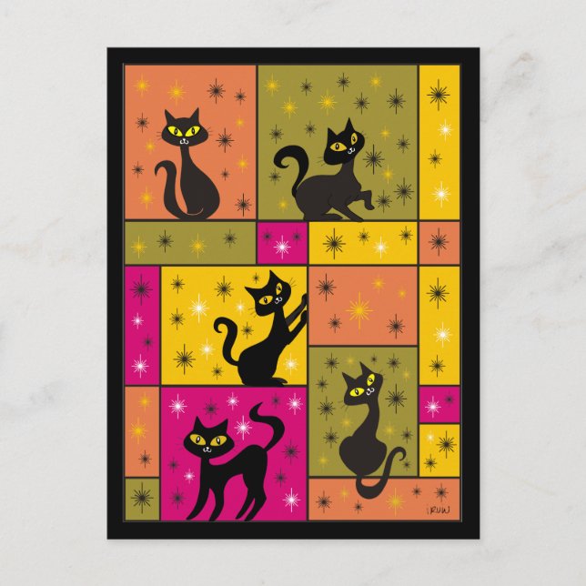 Composition with 5 Black Cats Postcard (Front)
