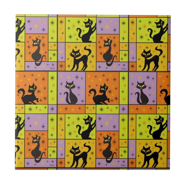 Composition with 5 Black Cats Tile (Front)