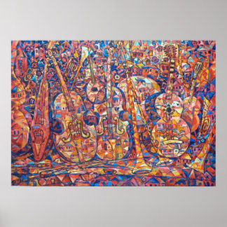 Composition with musical instruments Painting Poster