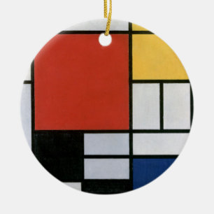 Composition with Red Yellow Blue & Black Abstract  Ceramic Tree Decoration