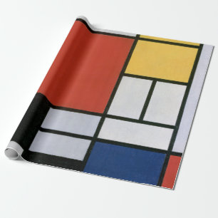 Composition with Red Yellow Blue & Black Abstract  Wrapping Paper