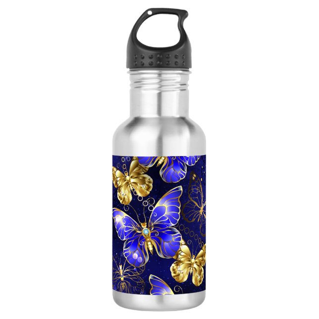 Composition with Sapphire Butterflies 532 Ml Water Bottle (Front)